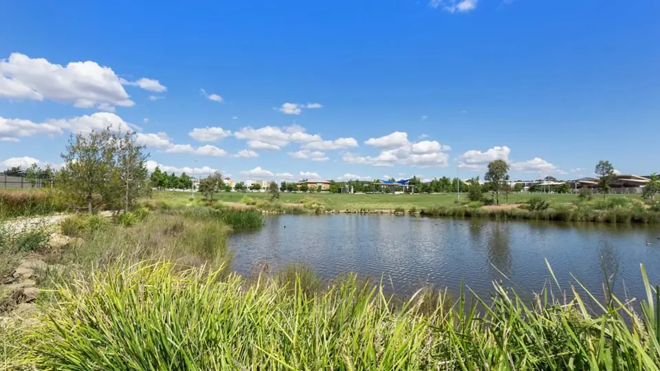 A pond and parkland in Crace, in the Gungahlin district
