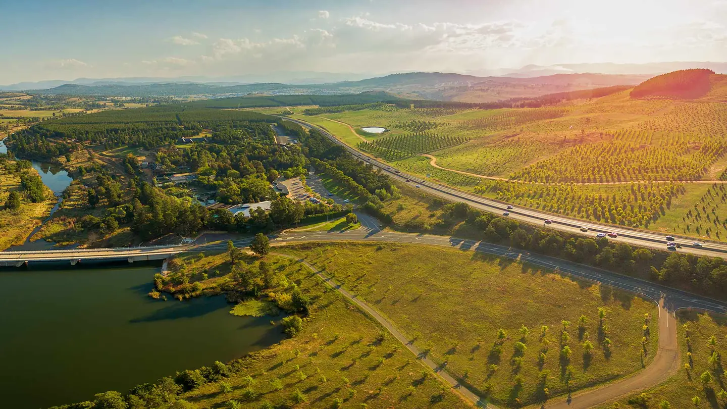 An aerial view over the Tuggeranong district